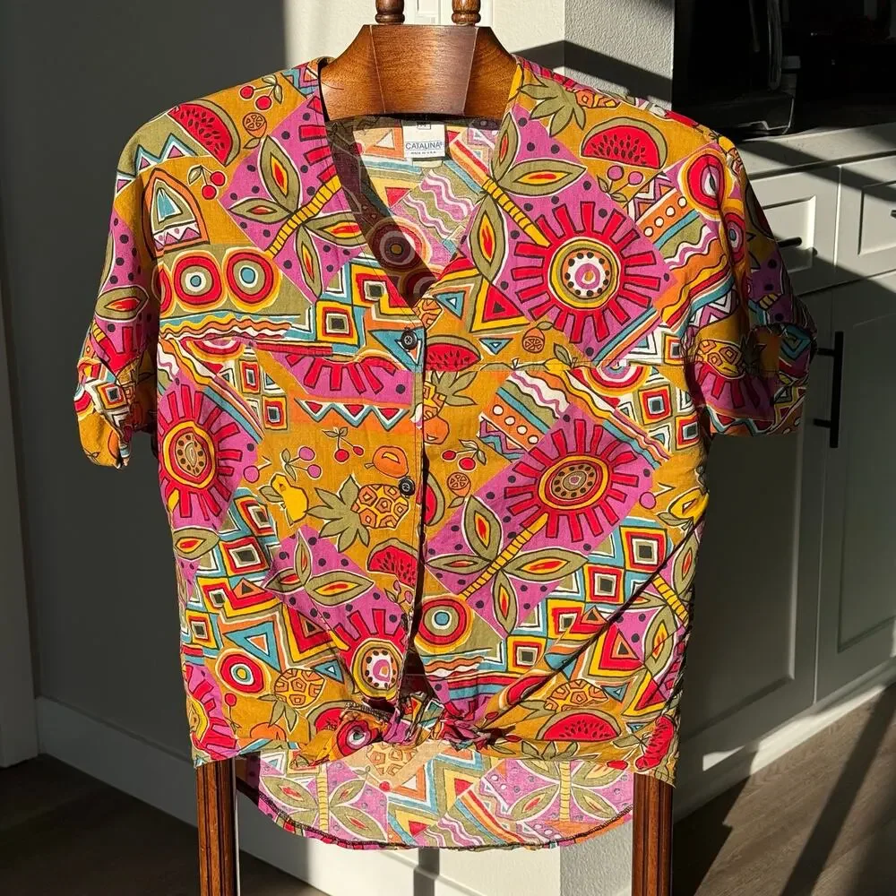 Vintage Catalina 2 Piece Set Made USA Tropical Geometric Resort Palm Springs M